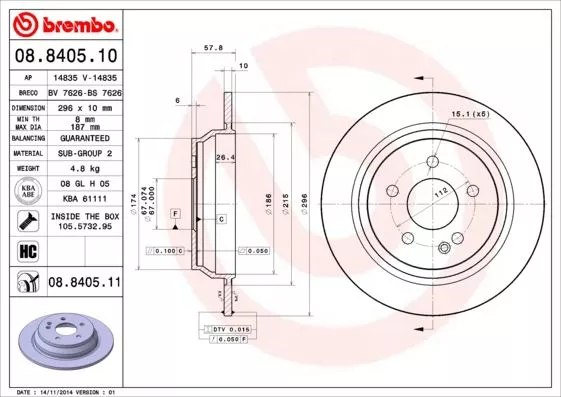 Brembo 08.8405.10 Тормозные диски