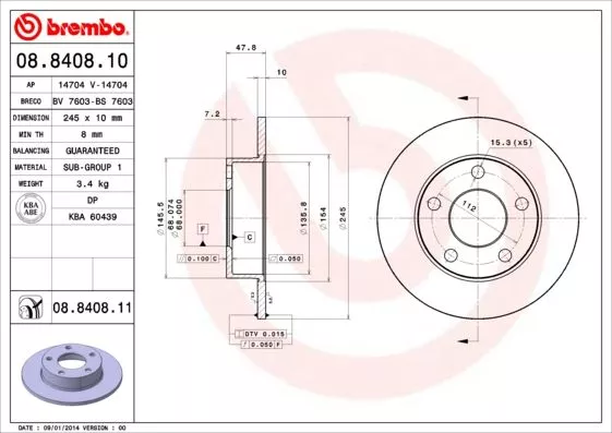 Brembo 08.8408.11 Гальмівні диски