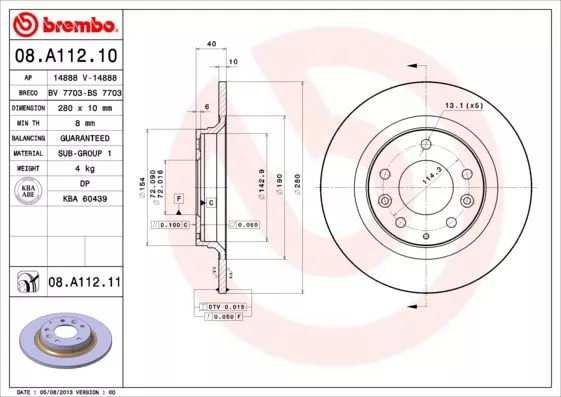 Brembo 08.A112.11 Гальмівні диски