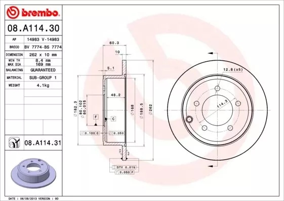 BREMBO 08.A114.31 Тормозные диски