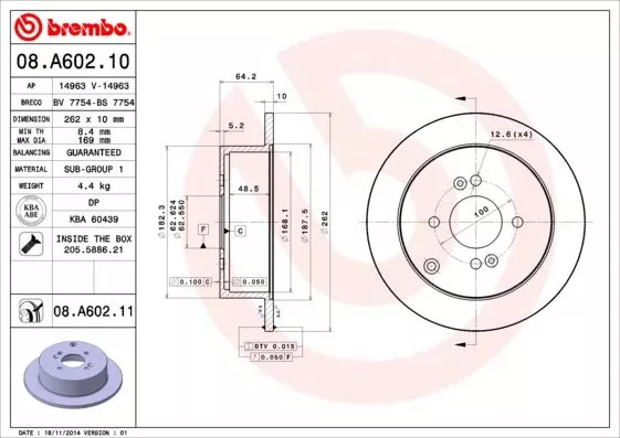 BREMBO 08.A602.11 Тормозные диски