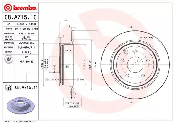 Тормозные диски BREMBO 08A71510 на Nissan SENTRA