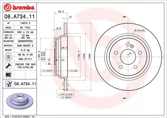 BREMBO 08.A734.11 Гальмівні диски