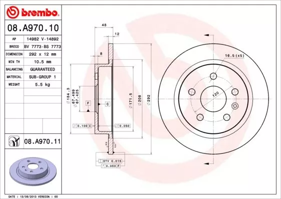 Brembo 08.A970.11 Тормозные диски