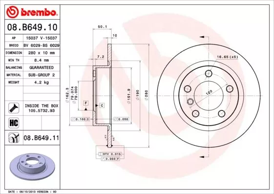 Brembo 08.B649.11 Диски