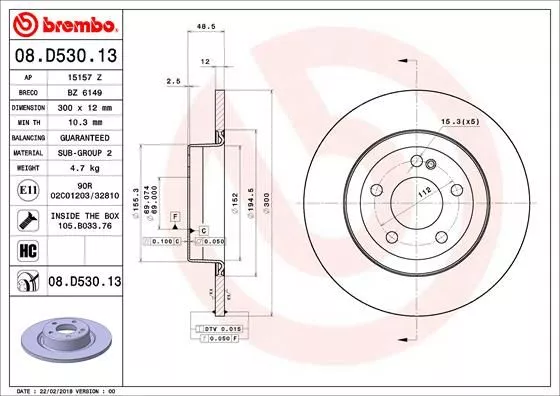 Brembo 08.D530.13 Тормозные диски