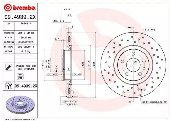 Brembo 09.4939.2X Диски