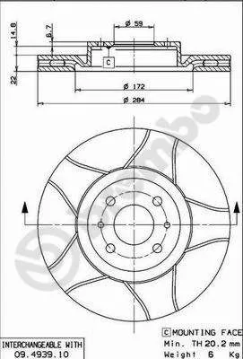 Brembo 09.4939.75 Гальмівні диски