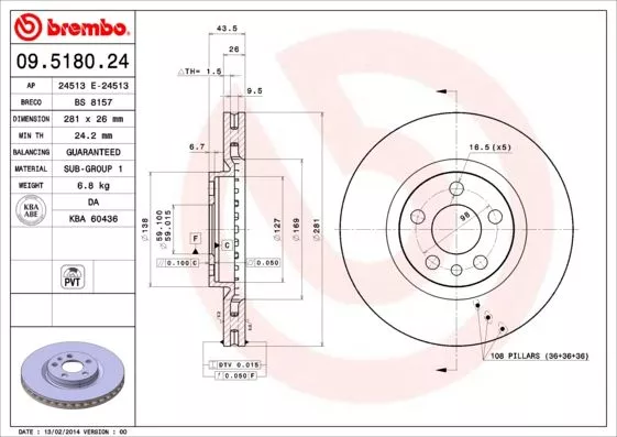 Brembo 09.5180.24 Гальмівні диски