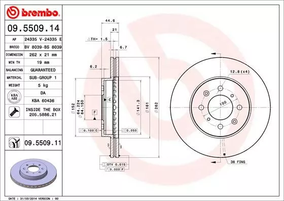 Brembo 09.5509.11 Гальмівні диски