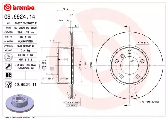 Brembo 09.6924.11 Тормозные диски