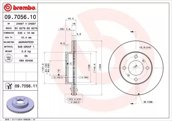 Brembo 09.7056.11 Гальмівні диски