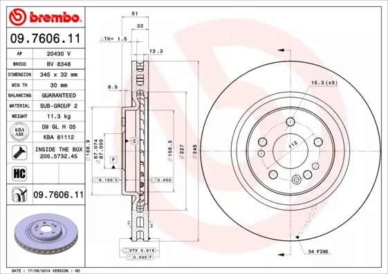 Brembo 09.7606.11 Гальмівні диски