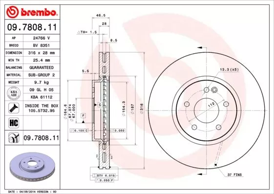 Brembo 09.7808.11 Гальмівні диски