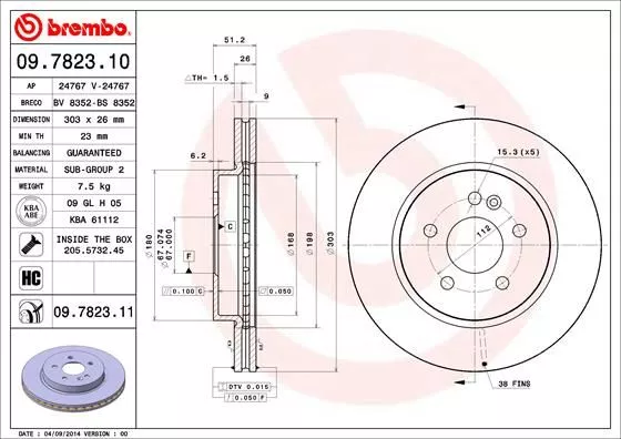 Brembo 09.7823.11 Тормозные диски