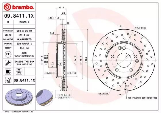 Brembo 09.8411.1X Диски