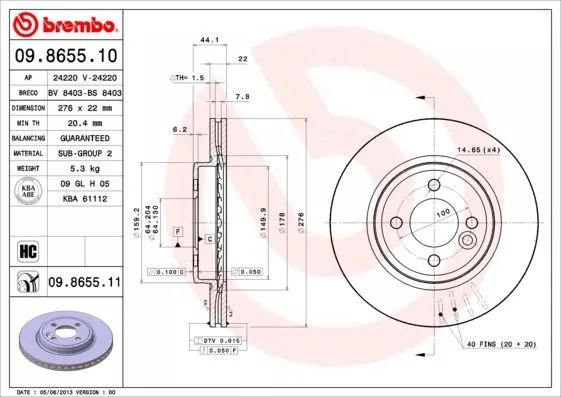 Brembo 09.8655.10 Гальмівні диски