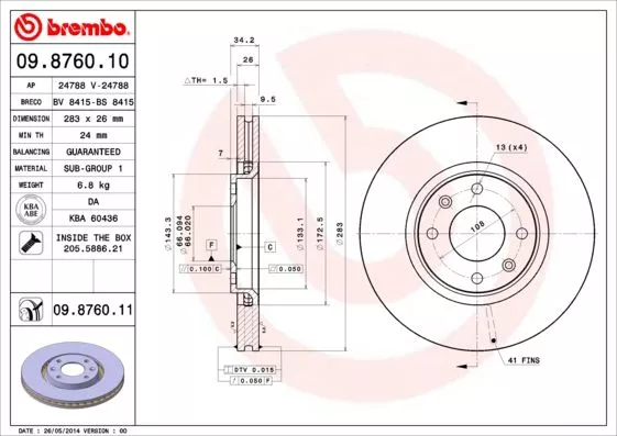 Brembo 09.8760.11 Тормозные диски