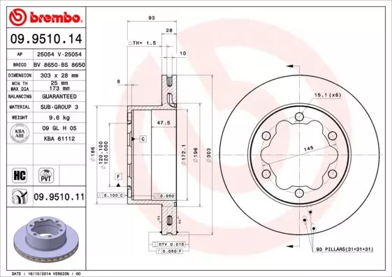 Brembo 09.9510.11 Гальмівні диски