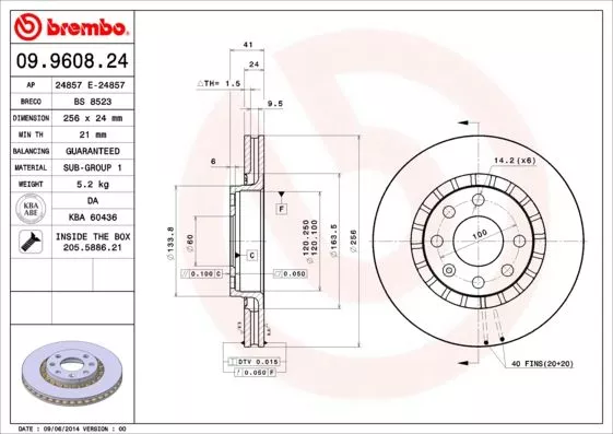 Brembo 09.9608.24 Тормозные диски