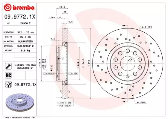 Brembo 09.9772.1X Тормозные диски
