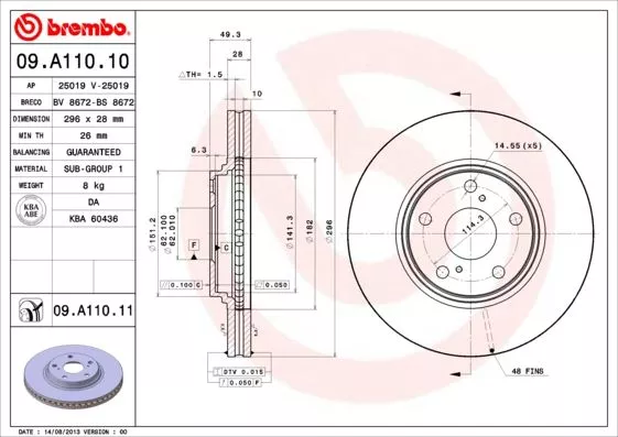 BREMBO 09.A110.11 Тормозные диски