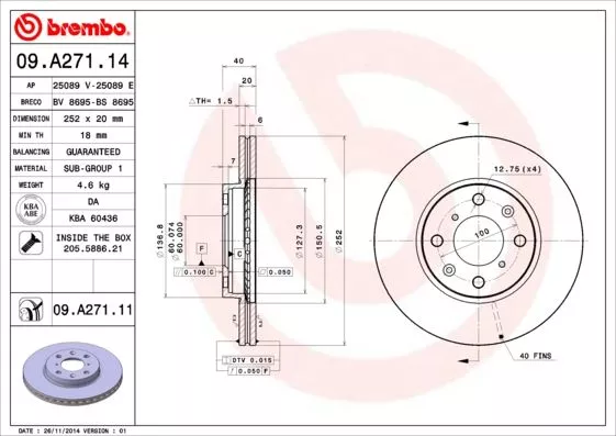 Brembo 09.A271.14 Тормозные диски