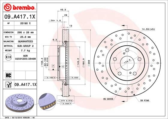 Тормозные диски BREMBO 09.A417.1X