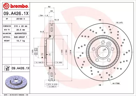 Brembo 09.A426.1X Тормозные диски