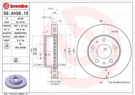 Brembo 09.A458.10 Гальмівні диски