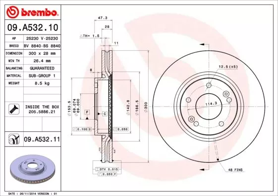 BREMBO 09.A532.10 Тормозные диски