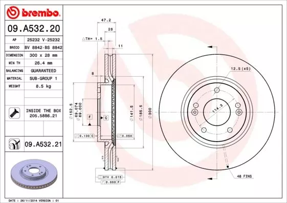 Brembo 09.A532.21 Тормозные диски