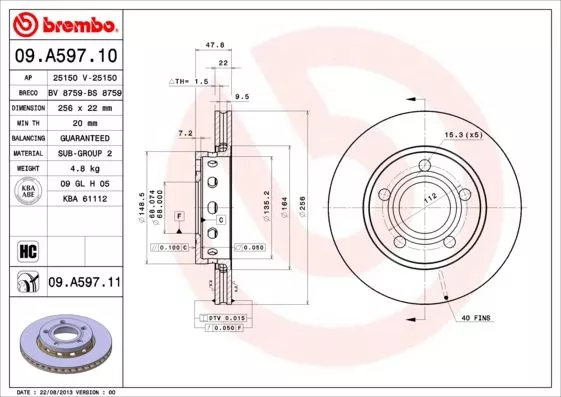 Brembo 09.A597.11 Гальмівні диски