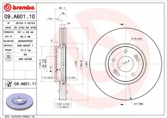 Brembo 09.A601.10 Тормозные диски