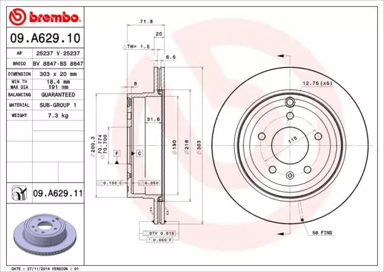 Brembo 09.A629.10 Гальмівні диски