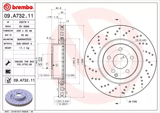 BREMBO 09.A732.11 Тормозные диски