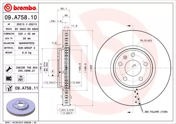 Brembo 09.A758.11 Тормозные диски