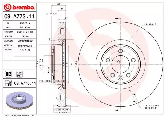 BREMBO 09.A773.11 Тормозные диски