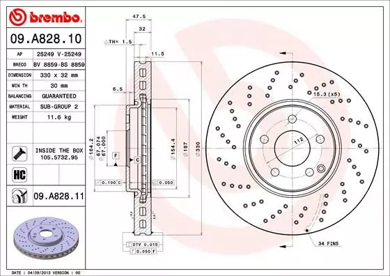 Brembo 09.A828.11 Тормозные диски