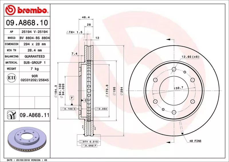 Brembo 09.A868.11 Тормозные диски
