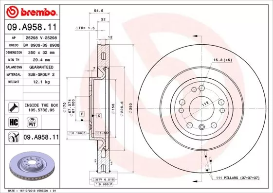 Brembo 09.A958.11 Тормозные диски