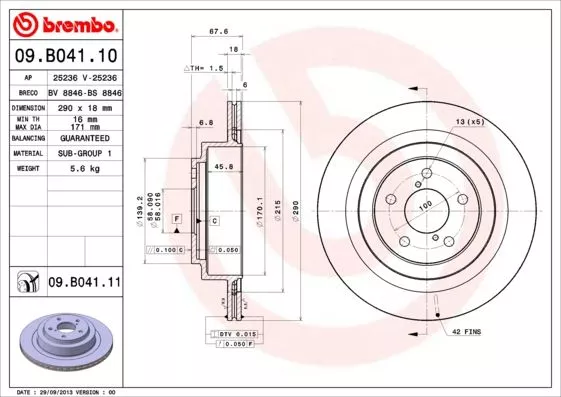 Brembo 09.B041.10 Тормозные диски