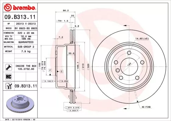 Brembo 09.B313.11 Тормозные диски