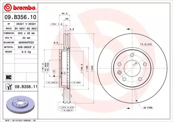 Brembo 09.B356.11 Тормозные диски