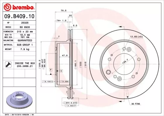 Brembo 09.B409.10 Гальмівні диски