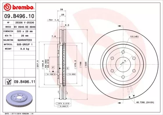 Brembo 09.B496.10 Тормозные диски