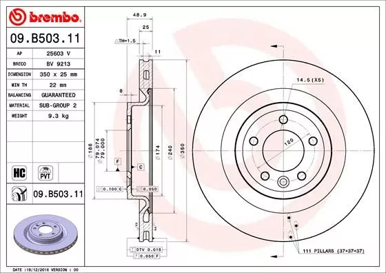 Brembo 09.B503.11 Тормозные диски