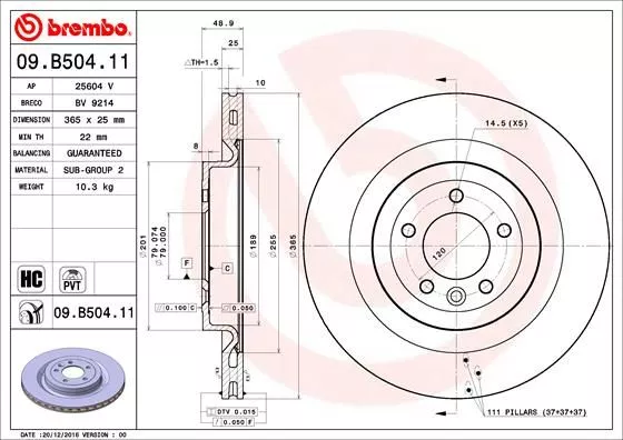 Brembo 09.B504.11 Тормозные диски