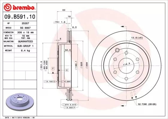 BREMBO 09.B591.10 Тормозные диски