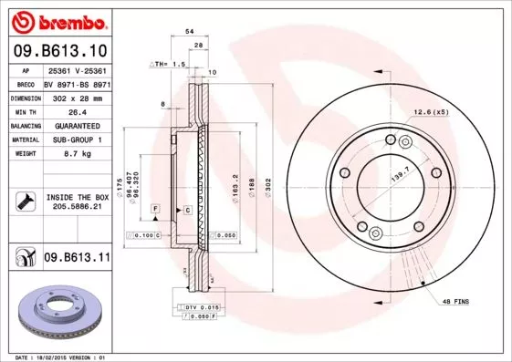 Brembo 09.B613.11 Гальмівні диски